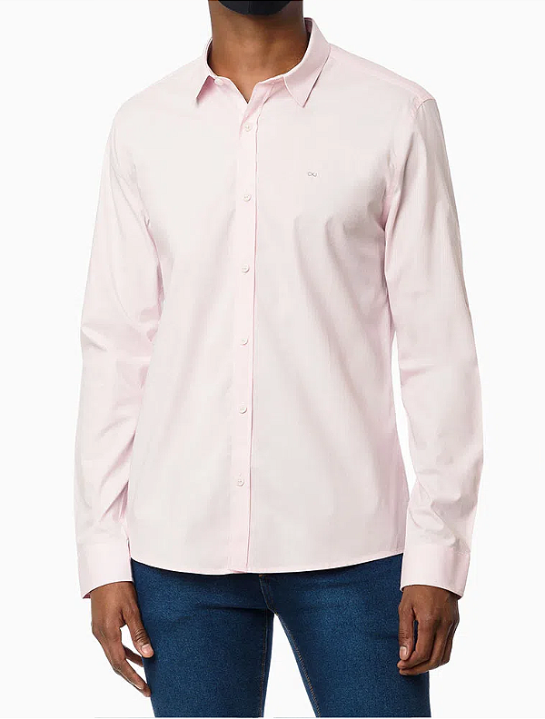 CALVIN KLEIN CAMISA SLIM BÁSICA MANGA LONGA ROSA