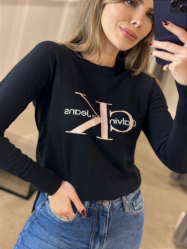 CALVIN KLEIN BLUSA MOLETOM PRETA