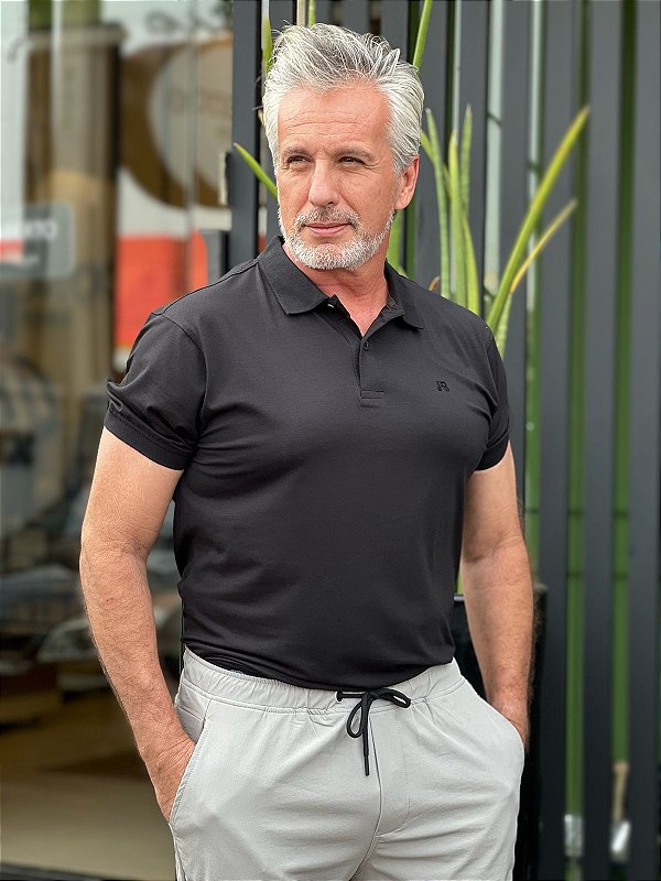 JAB POLO JERSEY PREMIUM COTTON STRETCH PRETA