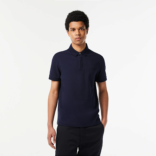 LACOSTE POLO PARIS EM ALGODÃO PIQUÉ COM STRETCH MARINHO