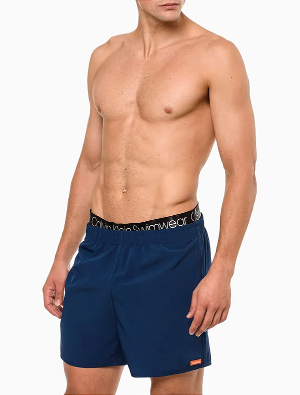 CALVIN KLEIN JEANS SHORT PRAIA CÓS ELÁSTICO SWIMWEAR INDIGO