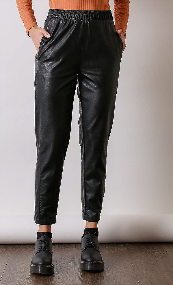 CALÇA COURO ECO AYLA PRETA