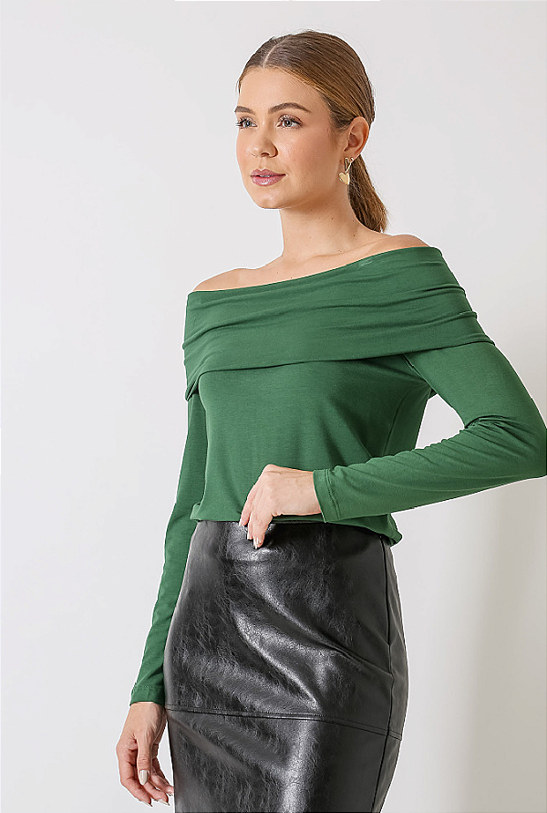BLUSA VORTEX OMBRO A OMBRO VERDE