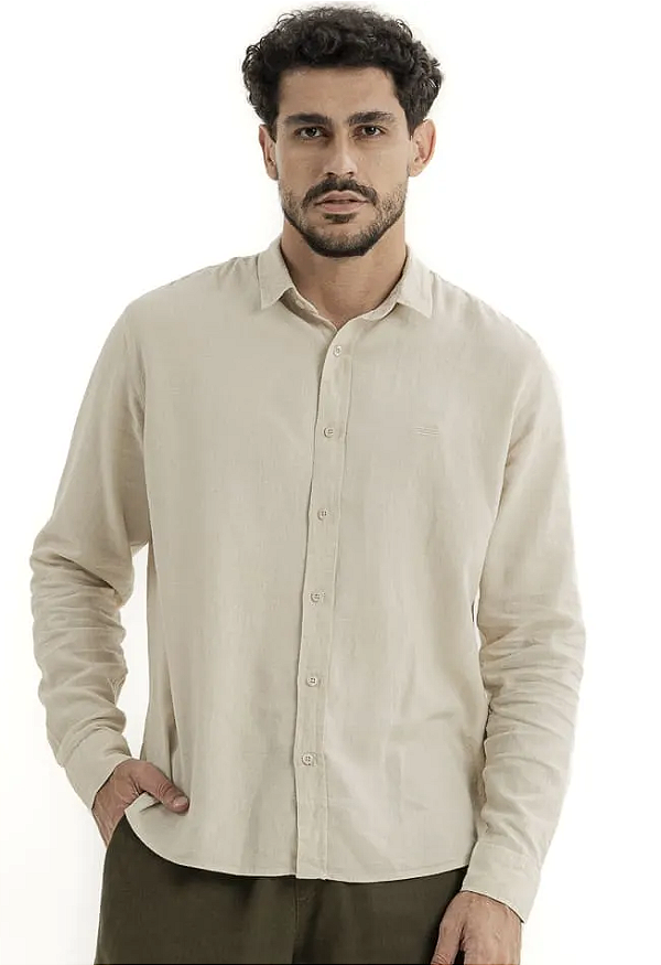 KING E JOE CAMISA LINHO SLIM MANGA LONGA NATURAL