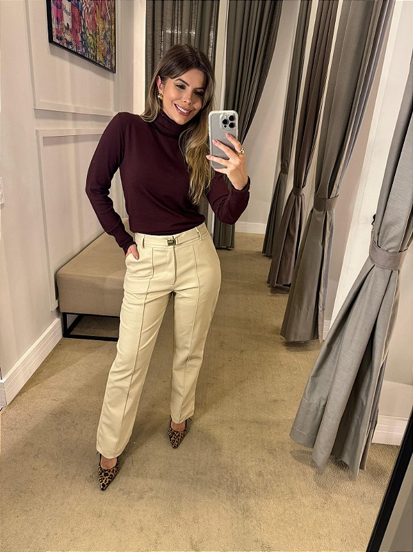 CALÇA RESINADA HELEN BEGE
