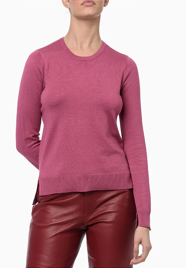 CALVIN KLEIN JEANS BLUSA TRICOT MANGA LONGA GOLA CARECA ROSA