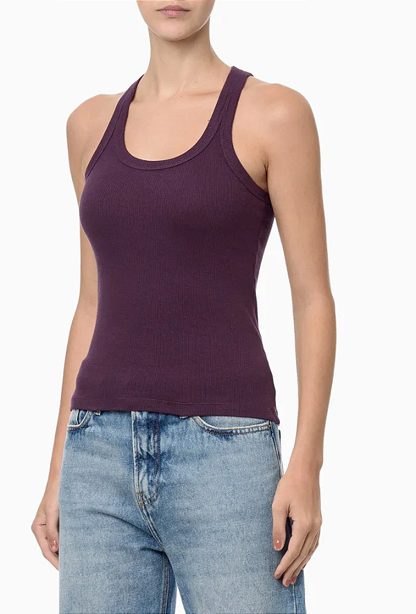 CALVIN KLEIN JEANS BLUSA BÁSICA RIBANA BERINJELA