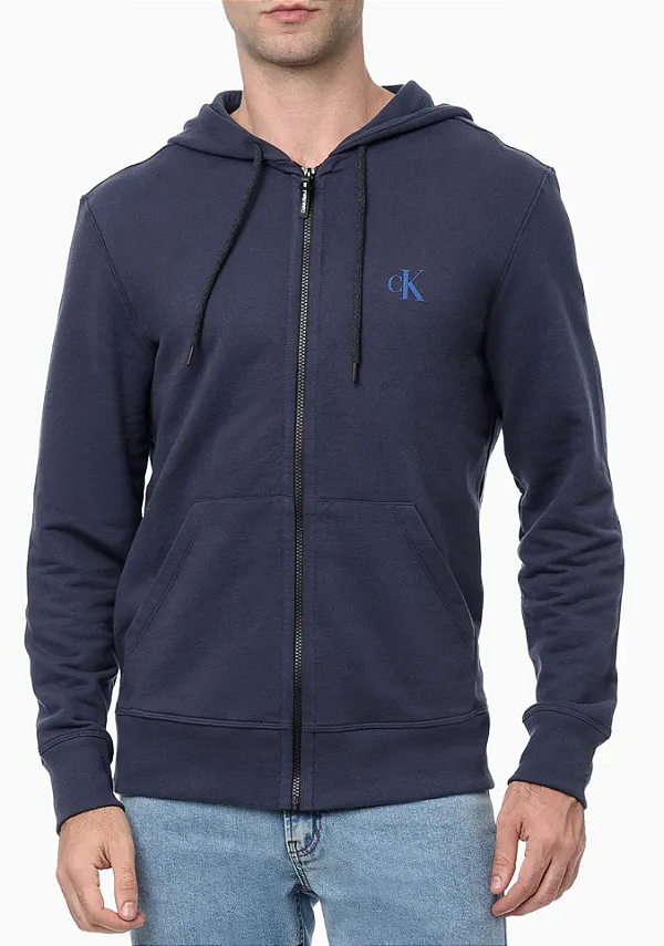CALVIN KLEIN JEANS CASACO MOLETOM ZÍPER MARINHO