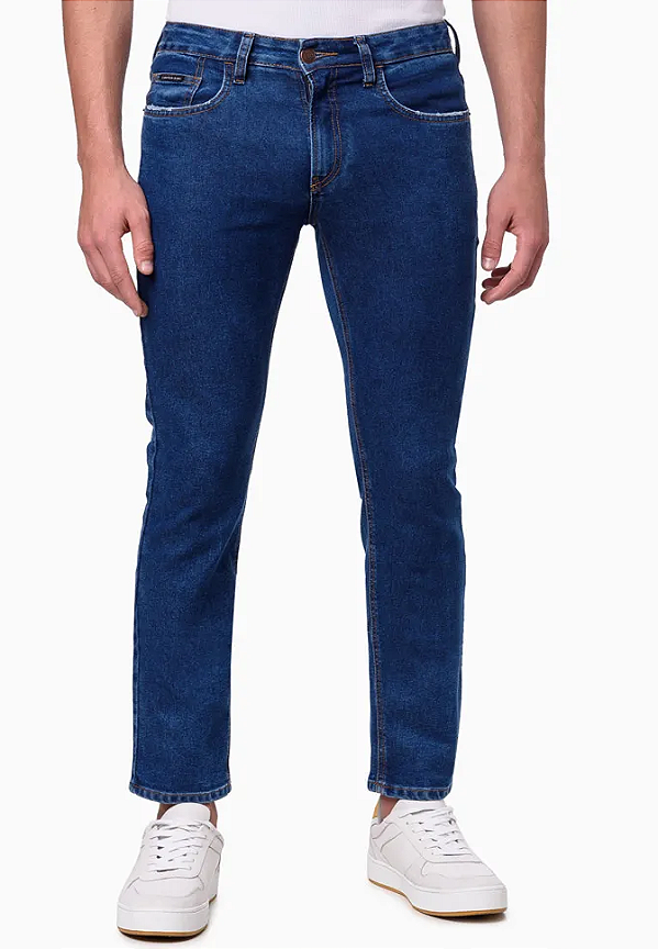CALVIN KLEIN JEANS CALÇA JEANS SKINNY FILI DUPLO MARINHO