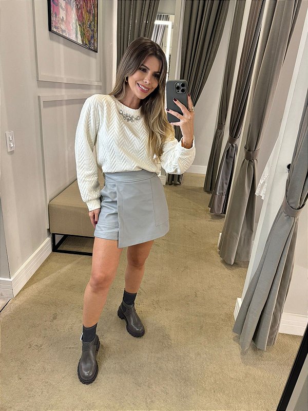 SHORTS-SAIA JAMILE CINZA