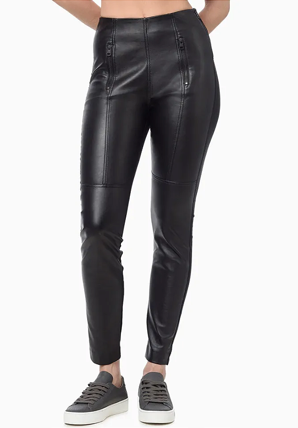 CALVIN KLEIN JEANS CALÇA JUSTA COM RECORTES PRETA