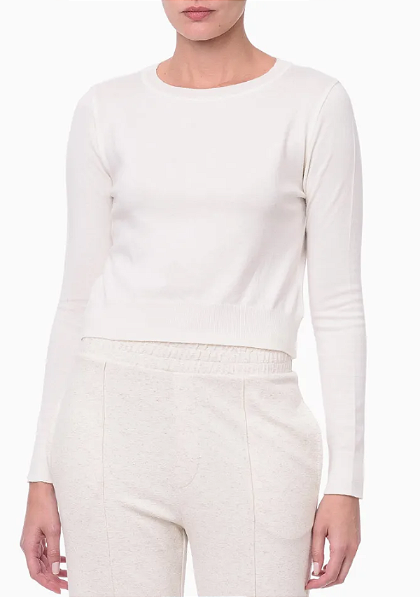 CALVIN KLEIN JEANS TRICOT CASHMERE LIKE LOGO OFF WHITE