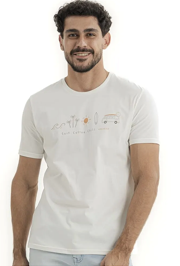 KING E JOE CAMISETA ESTAMPADA SURF COFFEE OFF WHITE