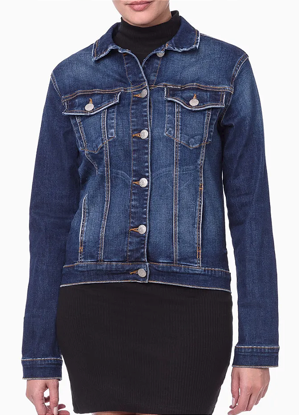 CALVIN KLEIN JEANS JAQUETA JEANS CONTROLE TÉRMICO AZUL MÉDIO