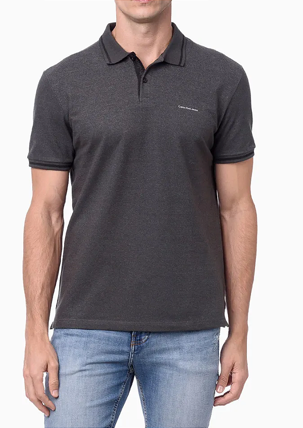 CALVIN KLEIN JEANS POLO MANGA CURTA LOGO PEITILHO CHUMBO