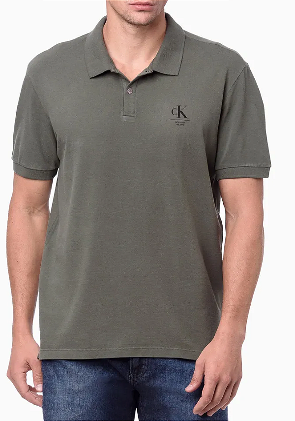 CALVIN KLEIN JEANS POLO PIQUET MILITAR