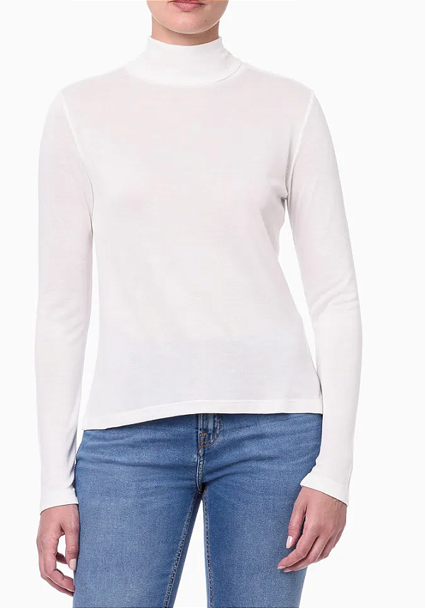 CALVIN KLEIN JEANS BLUSA MANGA CURTA GOLA ALTA VISCOTRICOT OFF WHITE