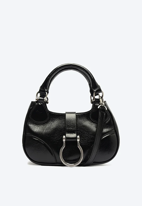 SCHUTZ BOLSA SHOULDER TIRACOLO COURO PRETA