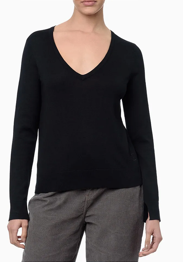 CALVIN KLEIN JEANS BLUSA MANGA LONGA LOGO PRETO