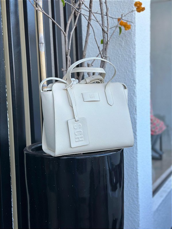 SCHUTZ BOLSA SHOPPING MÉDIA TASSY TAG OFF WHITE
