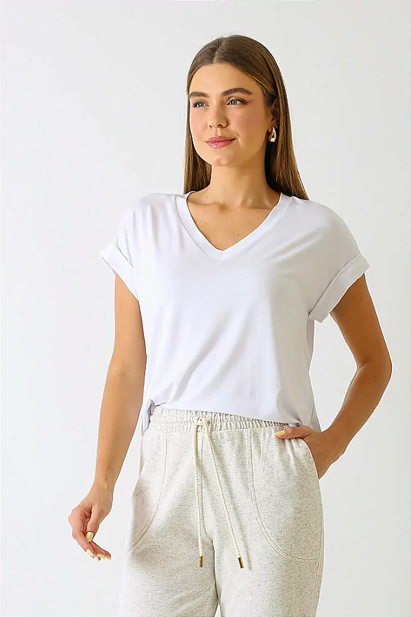 BLUSA MANGA CURTA BAVARIA BRANCA