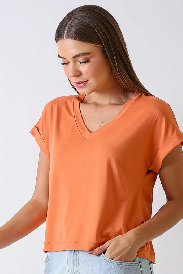 BLUSA MANGA CURTA BAVARIA TELHA
