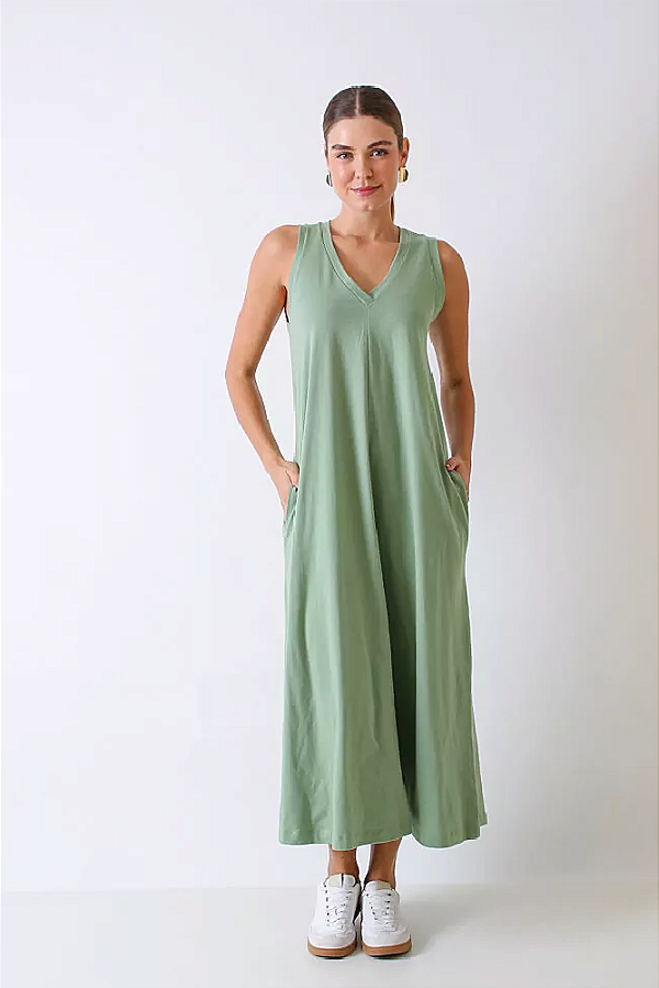 VESTIDO MIDI EVASÊ FRIDA VERDE