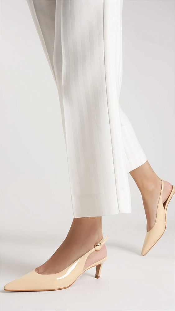 SCHUTZ SAPATO SCARPIN CURVE HEELS COURO E VINIL BEGE