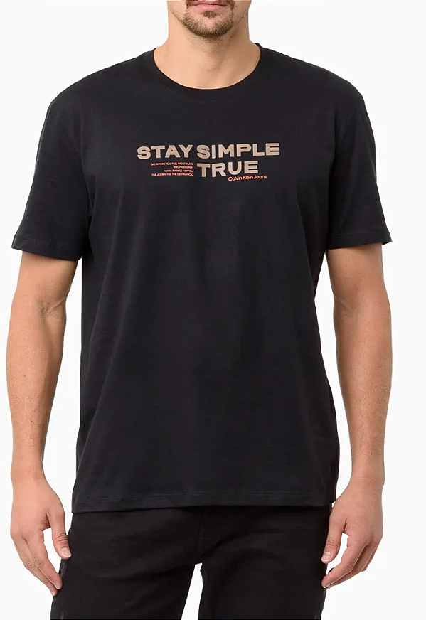 CALVIN KLEIN JEANS CAMISETA MC CKJ STAY SIMPLES & TRUE PRETA