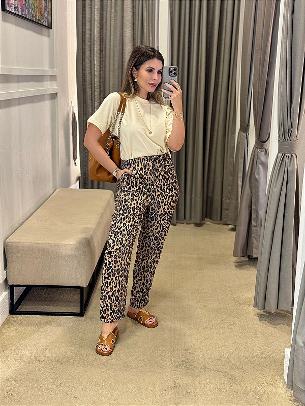 CALÇA ESTAMPADA VISCOSE ONÇA