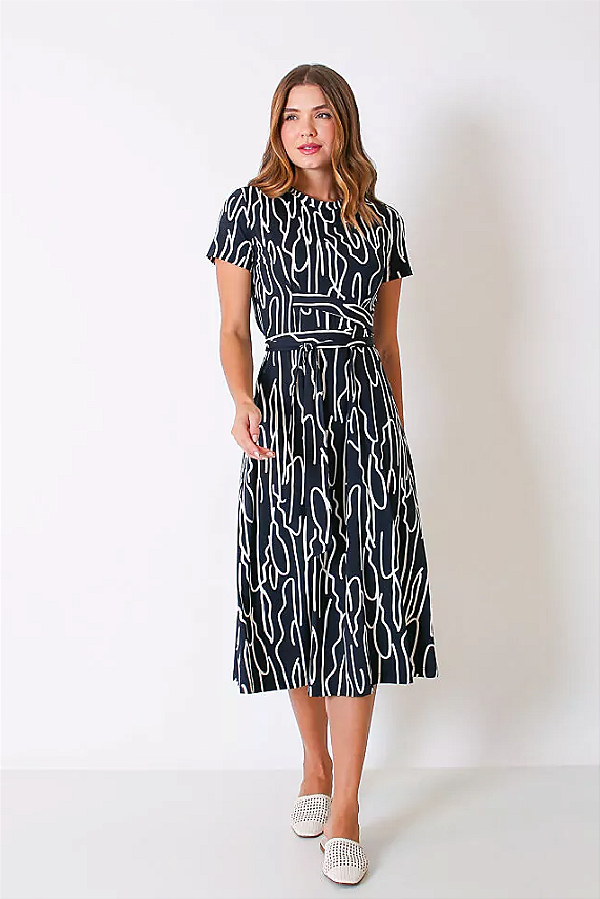 VESTIDO MIDI FLUITY ESTAMPADO PRETO
