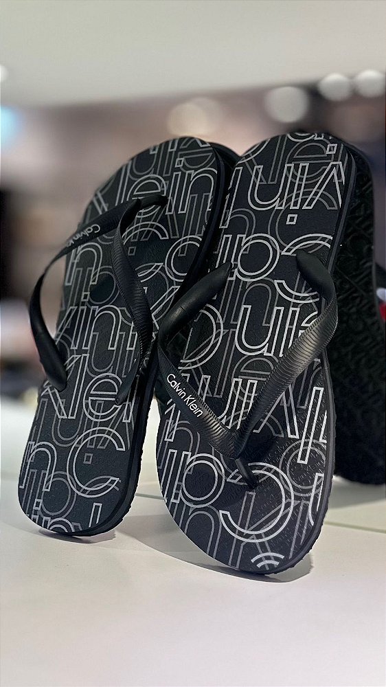 CALVIN KLEIN JEANS CHINELO SWIMWEAR LOGO PRETO