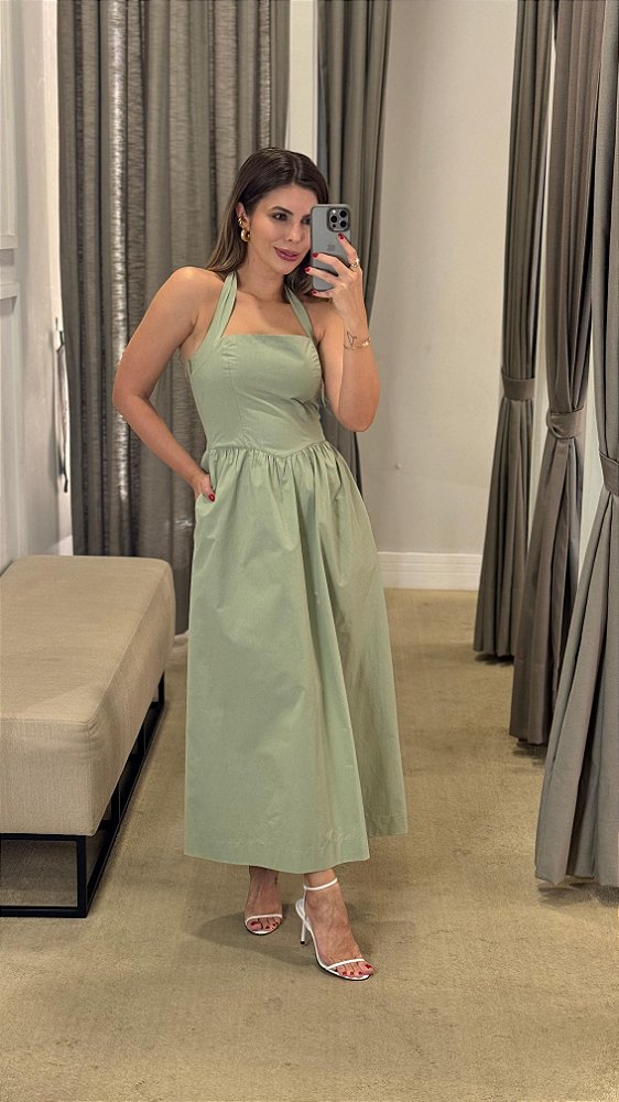 VESTIDO MIDI FRENTE ÚNICA SALVIA