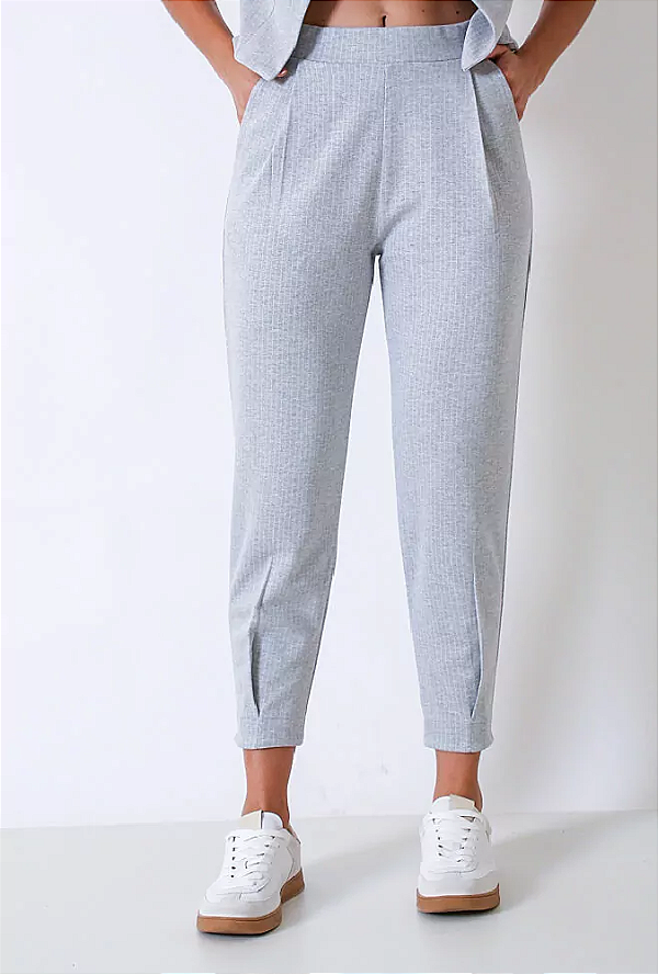CALÇA QUEENS RISCA DE GIZ CINZA
