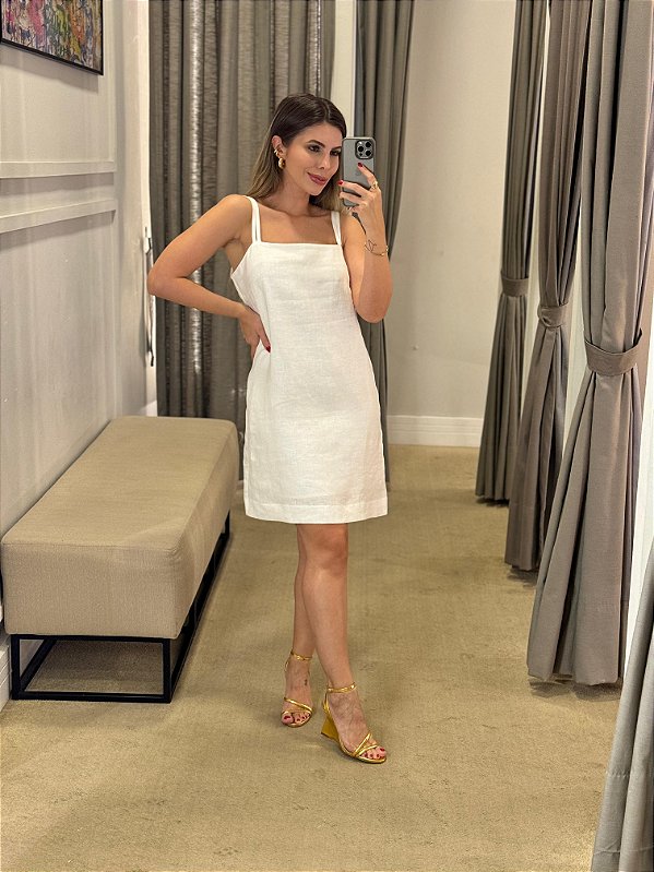 VESTIDO CURTO LINHO RETO BRANCO