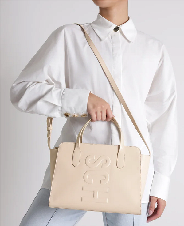 SCHUTZ BOLSA SHOPPING GRANDE TASSY CREME