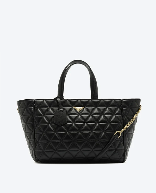 SCHUTZ BOLSA SHOPPING GRANDE 944 TRAVEL COURO PRETA