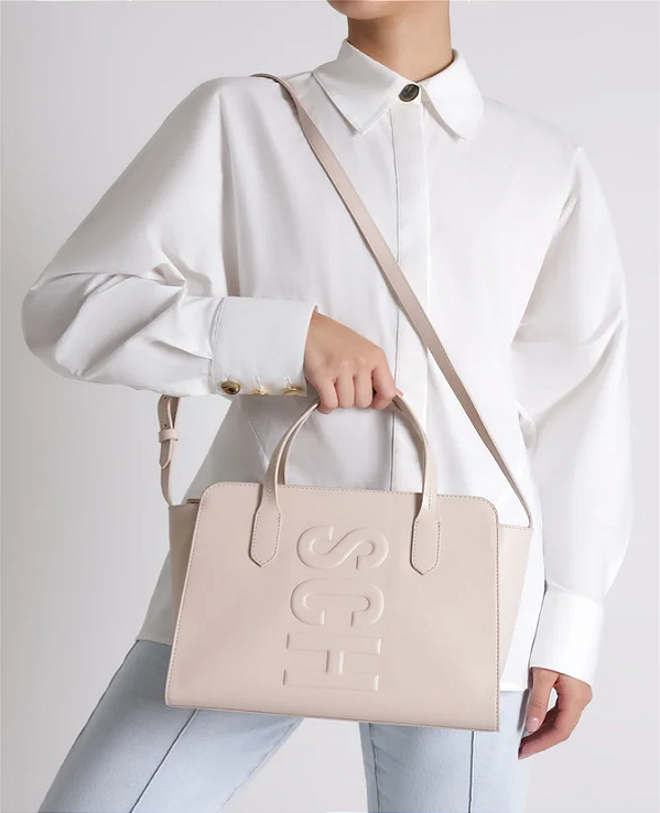 SCHUTZ BOLSA TOTE MÉDIA TASSY BRANCA