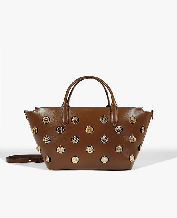SCHUTZ BOLSA SHOPPING LUMA COURO MARROM