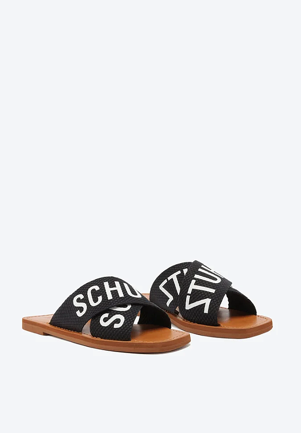 SCHUTZ FLAT DE X LOGO BLACK