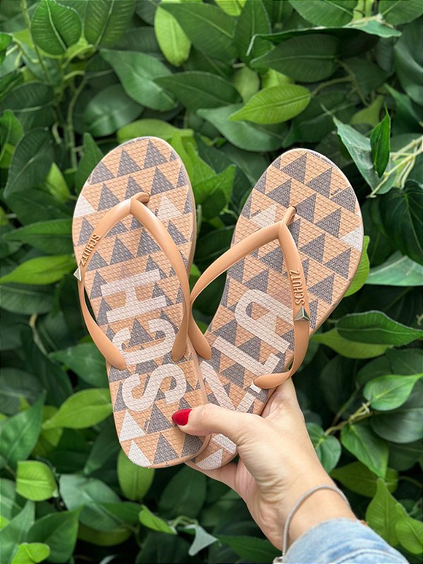 SCHUTZ CHINELO TRIANGLE BEGE