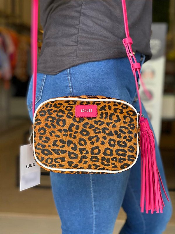 leopard print crossbody bolsa