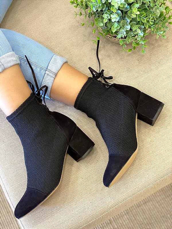 Bota Coturno Feminina Schutz Cano Curto Tratorado 205560010 Preto | Zariff