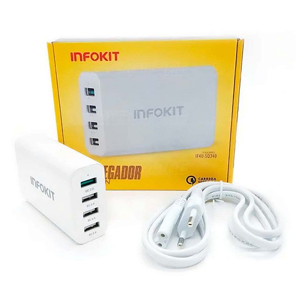 Carregador Celular Usb 4 Portas Rápido Bivolt Turbo 40w