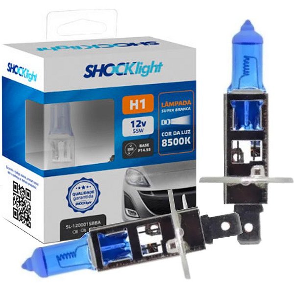 Par Lampada Super Branca H1 55w 8500k Kit Shocklight
