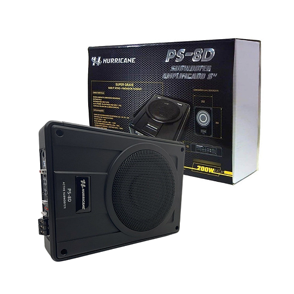 Caixa Slim Amplificada 8" 200W Rms Duto Subsonico PS-8D Hurricane