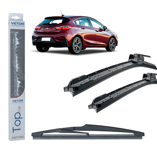 Kit Palheta Parabrisa Dianteira + Traseira Cruze 2018 a 2024