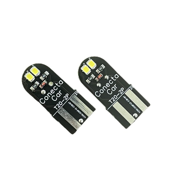 Par Led T20 Lampada Carro Esmagada Grande 6500k 12v CLT20