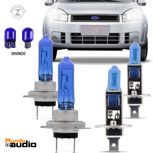 Kit Lâmpadas Super Branca H7 + H1 Efeito Xenon 8500k + Pingo