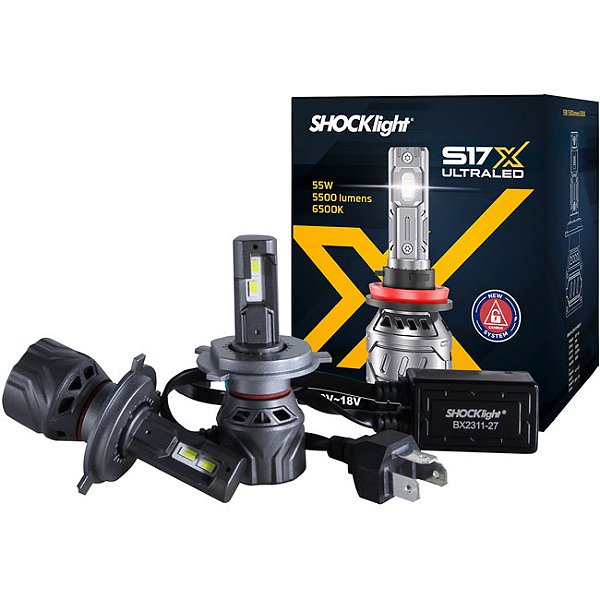 Par Lampada Ultraled Shocklight S17 Nano H4 6000k 12v 55w 5000 Lumens
